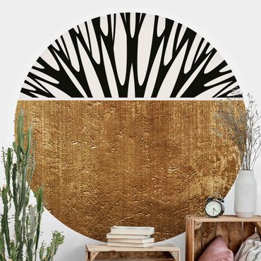 Self-adhesive round wallpaper - Abstract Shapes - Golden Circle