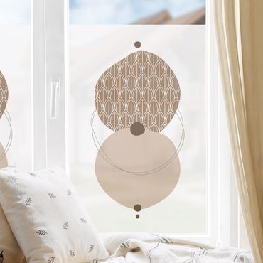 Window decoration - Abstract Shapes - Circles In Beige