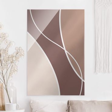 Glass print - Abstract Shapes - Light Pink And Beige II - Portrait format
