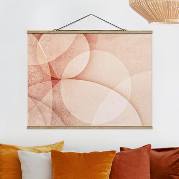 Fabric print with poster hangers - Abstract Graphics In Peach-Colour - Landscape format 4:3