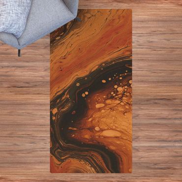 Cork mat - Abstract Marbling Creamy Brown - Portrait format 1:2