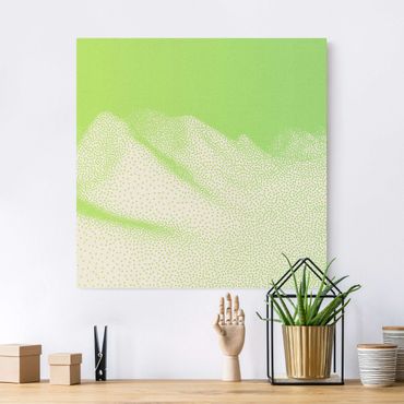 Natural canvas print - Abstract Landscape Of Dots Mountain Range Of Meadows - Square 1:1