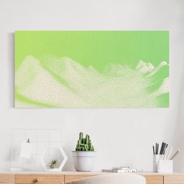 Natural canvas print - Abstract Landscape Of Dots Mountain Range Of Meadows - Landscape format 2:1