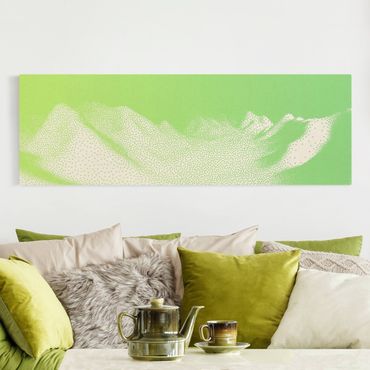Natural canvas print - Abstract Landscape Of Dots Mountain Range Of Meadows - Panorama 3:1