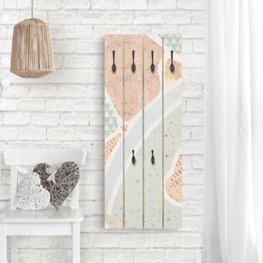 Wooden coat rack - Abstract Seascape Pastel Pattern