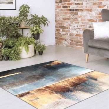 Rug - Abstract Lakeshore In Gold