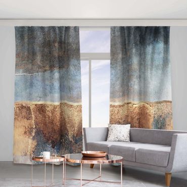 Curtain - Abstract Lakeshore In Gold