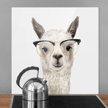 Glass Splashback - Hip Lama With Glasses I - Square 1:1