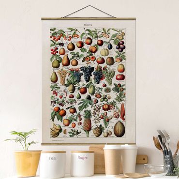 Fabric print with poster hangers - Vintage Board Fruits
