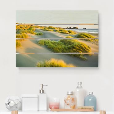 Print on wood - Dunes And Grasses At The Sea