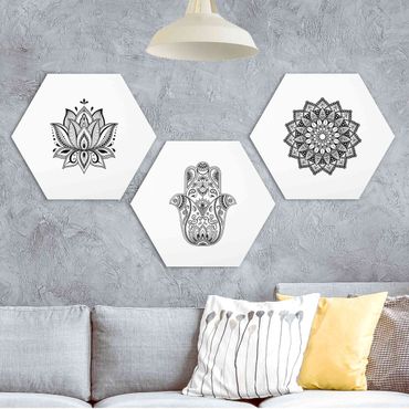 Forex hexagon - Mandala Hamsa Hand Lotus Set On White