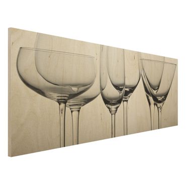 Print on wood - Fine Glassware Black And White