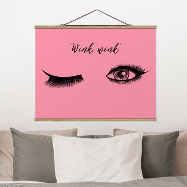 Fabric print with poster hangers - Eyelashes Chat - Wink