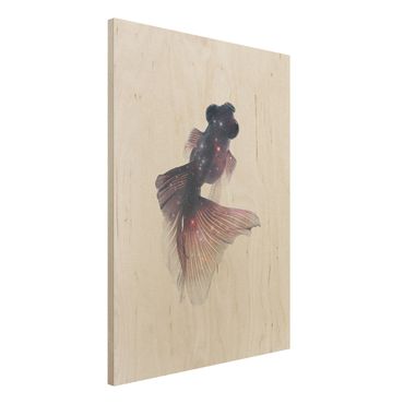 Print on wood - Fish With Galaxy