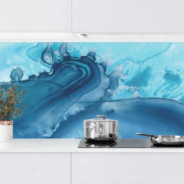 Kitchen wall cladding - Wave Watercolour Blue l