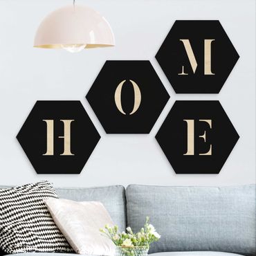 Wooden hexagon - Letters HOME White Set II