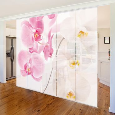 Sliding panel curtains set - Delicate Orchids