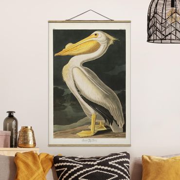 Fabric print with poster hangers - Vintage Board White Pelican