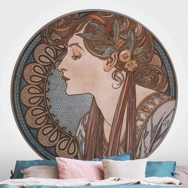 Self-adhesive round wallpaper - Alfons Mucha - Helena