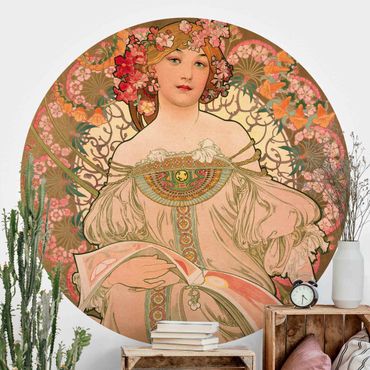 Self-adhesive round wallpaper - Alfons Mucha - Poster For F. Champenois