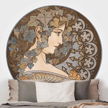 Self-adhesive round wallpaper - Alfons Mucha - Synthia