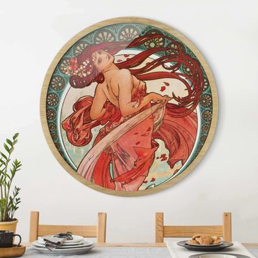 Circular framed print - Alfons Mucha - Four Arts - Dance