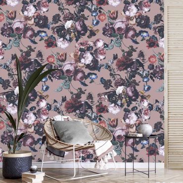 Wallpaper - Old Masters Flowers With Tulips And Roses On Beige