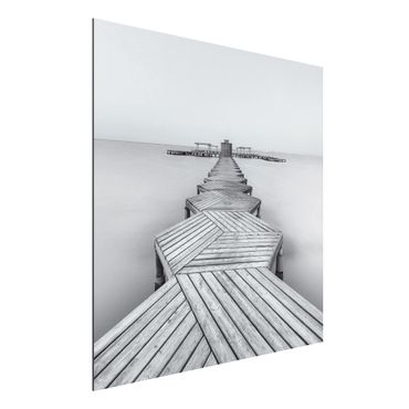 Print on aluminium - Wooden Pier In Black And White