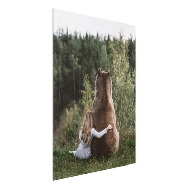 Print on aluminium - Girl With Brown Bear