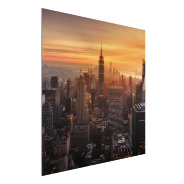 Print on aluminium - Manhattan Skyline Evening