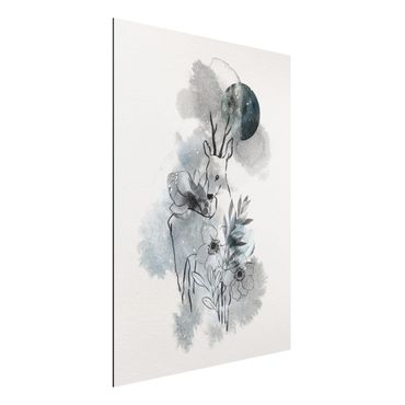 Print on aluminium - Deer And Moon