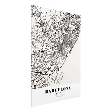 Print on aluminium - Barcelona City Map - Classic