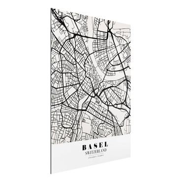 Print on aluminium - Basel City Map - Classic