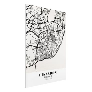 Print on aluminium - Lisbon City Map - Classic