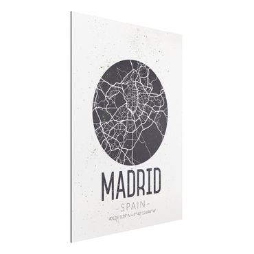 Print on aluminium - Madrid City Map - Retro