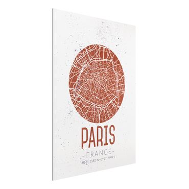 Print on aluminium - City Map Paris - Retro