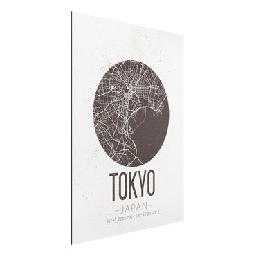 Print on aluminium - Tokyo City Map - Retro