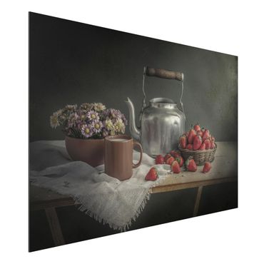 Print on aluminium - Still Life with Strawberries