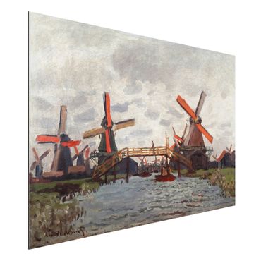 Print on aluminium - Claude Monet - Windmills in Westzijderveld near Zaandam
