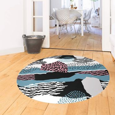 Vinyl Floor Mat round - Animal Print Zebra Tiger Leopard Asia
