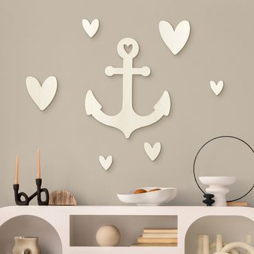 Wooden wall decoration - Anchor with Hearts