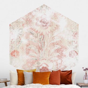 Self-adhesive hexagonal pattern wallpaper - Antique Shabby Baroque Wallpaper