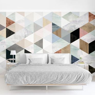 Wallpaper - Watercolour Mosaic With Triangles I