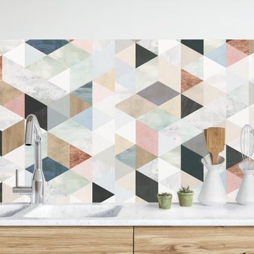 Kitchen wall cladding - Watercolour Mosaic With Triangles III