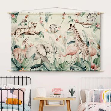 Tapestry - Watercolour Africa Animals