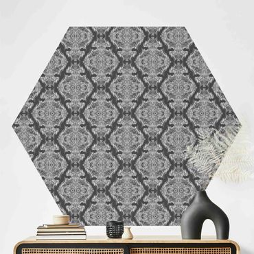 Self-adhesive hexagonal pattern wallpaper - Watercolour Baroque Pattern In Front Of Dark Gray