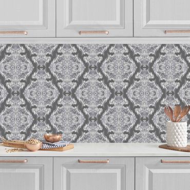 Kitchen wall cladding - Watercolour Baroque Pattern In Front Of Dark Gray