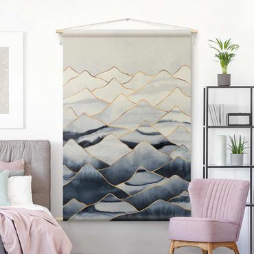Tapestry - Watercolour Mountains White Gold