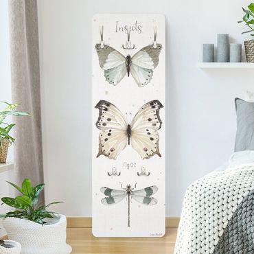 Coat rack modern - Watercolour Insects in Beige