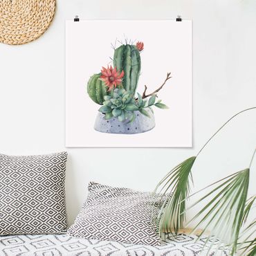 Poster - Watercolour Cacti Illustration